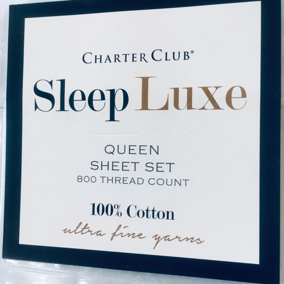 new POOL BLUE Charter Club Sleep Luxe 800 TC 100% Cotton Sateen QUEEN Sheet Set - Picture 2 of 8